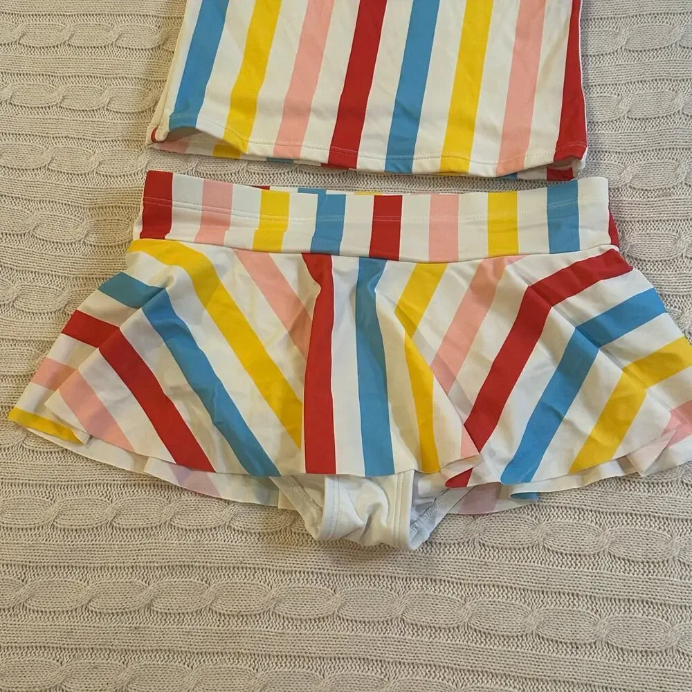 Hanna Andersson Sunblock Striped Tankini Set sz 12 Girl's Swimsuit